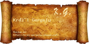 Král Gergely névjegykártya